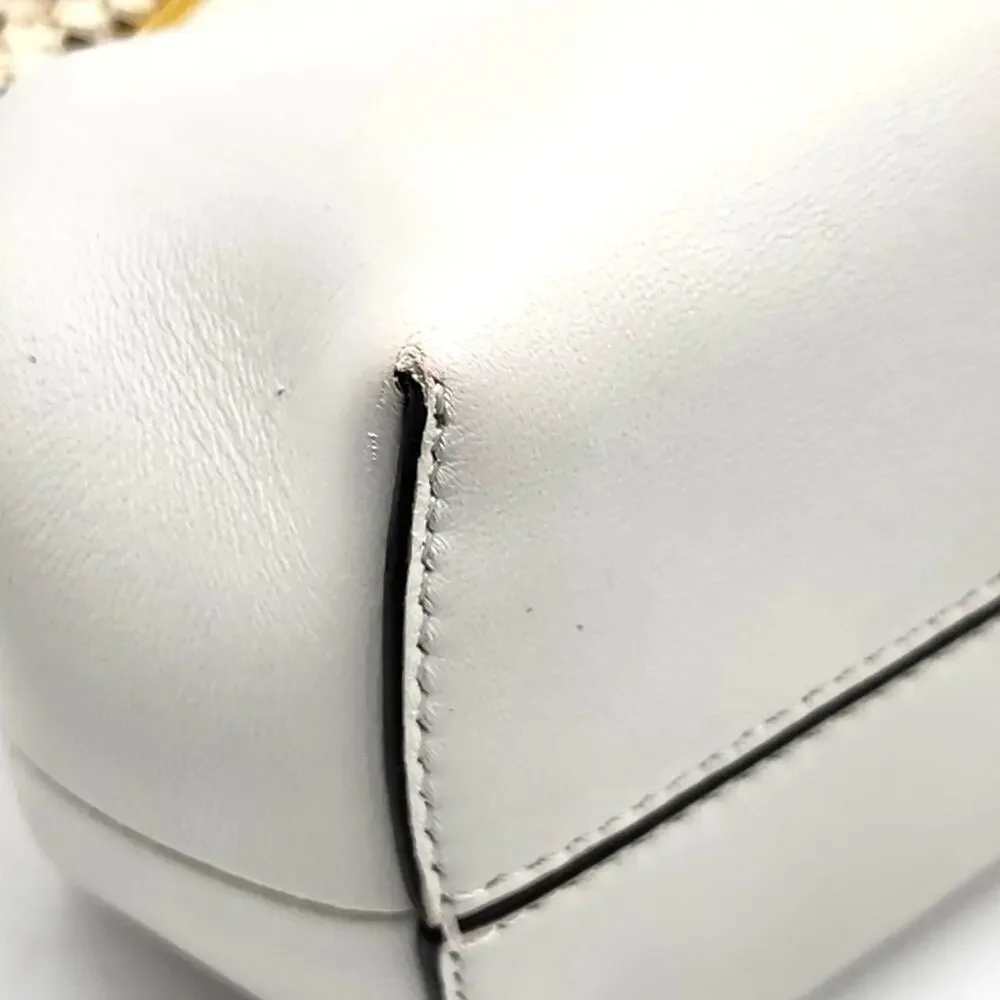 Fendi First Small White Leather Clutch Bag with Python Trim Gold Hardware - Picture 7 of 15